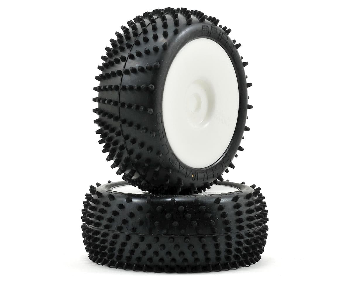 Schumacher "Spiral" Pre-Mounted 1/8 Buggy Tires (White) (2) (Yellow)
