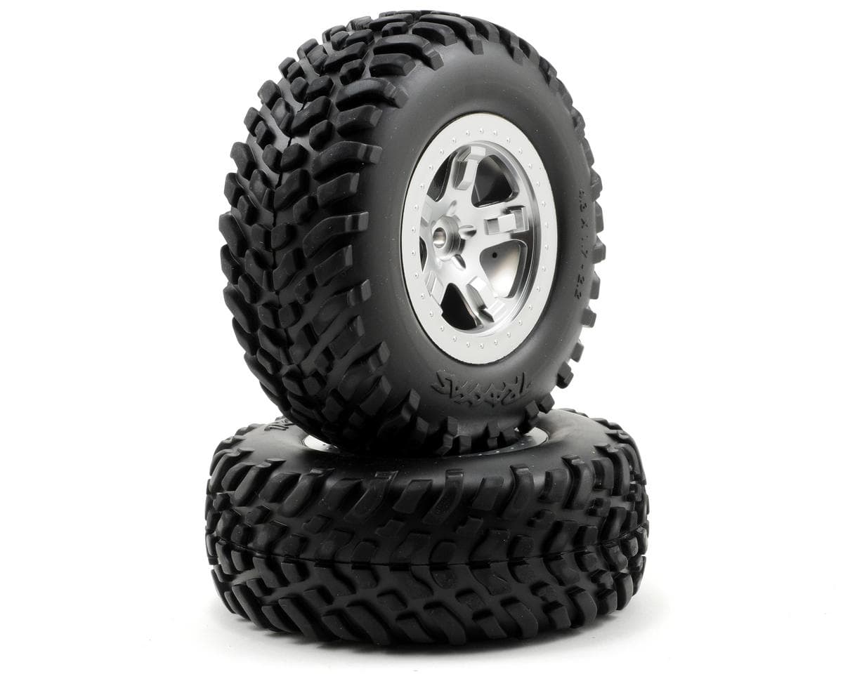 Traxxas 2.2/3.0 Tire w/SCT Rear Wheel (2) (Satin Chrome) (Standard)