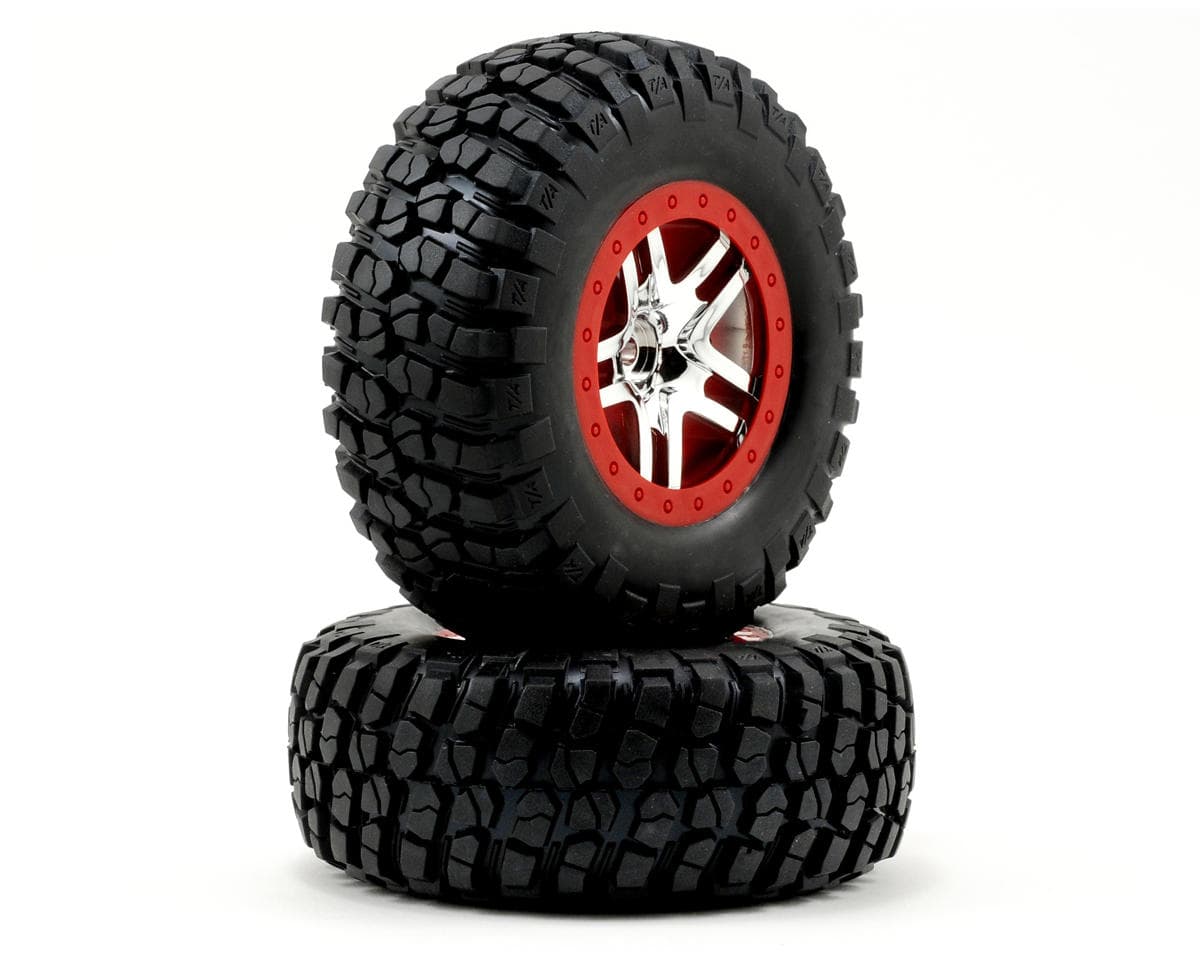 Traxxas BFGoodrich® Mud TA Rear Tires (2) (Satin Chrome) (S1) w/Split-Spoke Rear Wheel