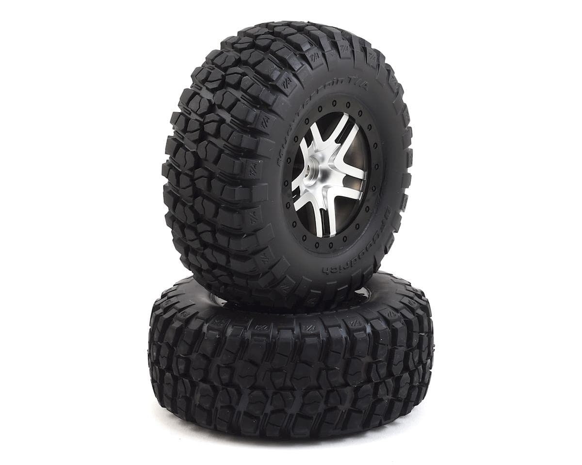 Traxxas BFGoodrich Mud TA Rear Tires (2) (Satin Chrome) (Standard) w/Split-Spoke Rear Wheel