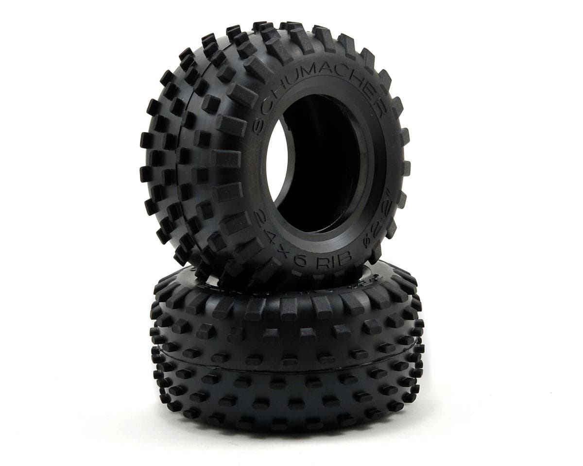 Schumacher "Stagger Rib" 2.2" 1/10 Truck Front Carpet Tires (2) (Yellow)