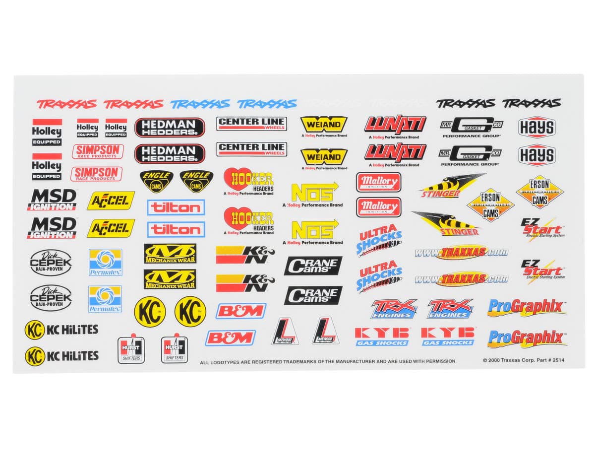 Traxxas Racing Sponsors Decal Sheet