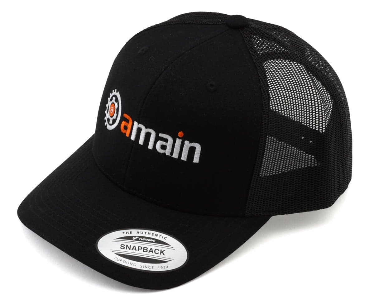 AMain Trucker Hat w/Gears Logo (Black) (One Size Fits Most)