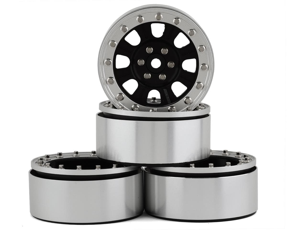 RC4WD Raceline Monster 2.2 Aluminum Beadlock Rock Crawler Wheels (4) (Black/Silver)