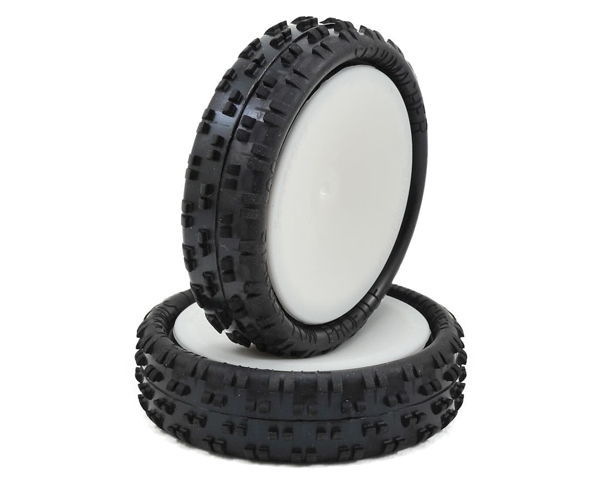 Schumacher "Cut Stagger" Pre-Mounted 2.2" 2WD Buggy Front Turf Tires (2) (Yellow) (White) w/12mm Hex