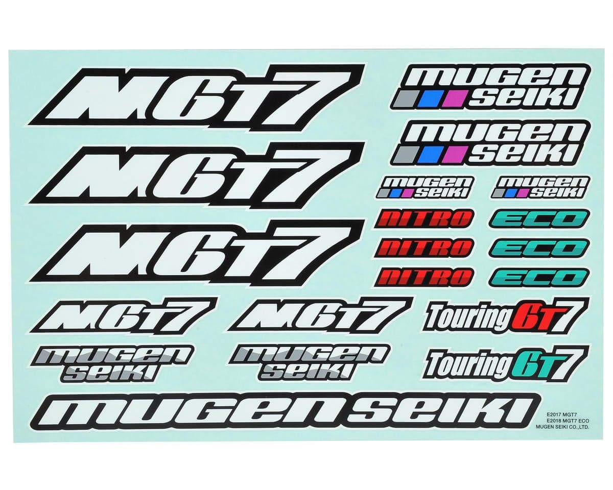 Mugen Seiki MGT7 / MGT7E Decal Sheet