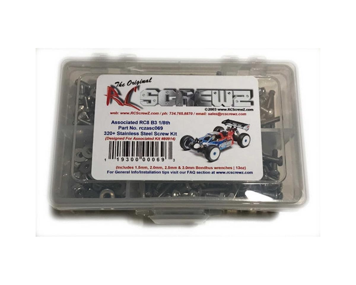 RC Screwz Associated RC8 B3 Team 1/8th Stainless Screw Kit