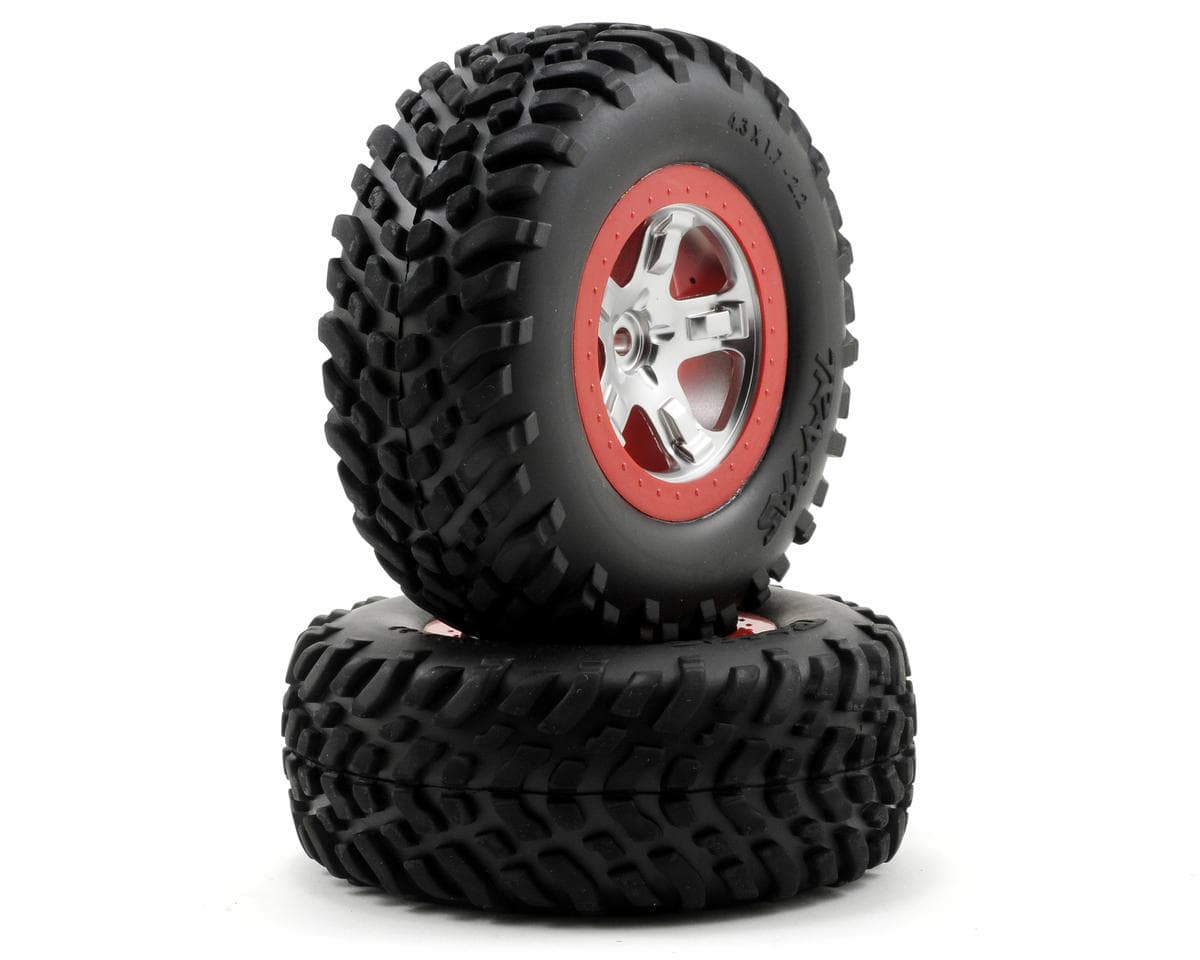 Traxxas 2.2/3.0 Tire w/SCT Rear Wheel (2) (Satin Chrome) (Standard)