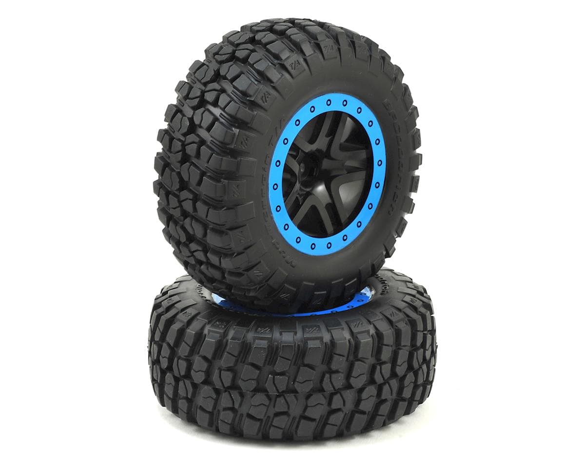 Traxxas BFGoodrich KM2 Front Tire (2) (Black/Blue) (Standard) w/Split-Spoke Front Wheel