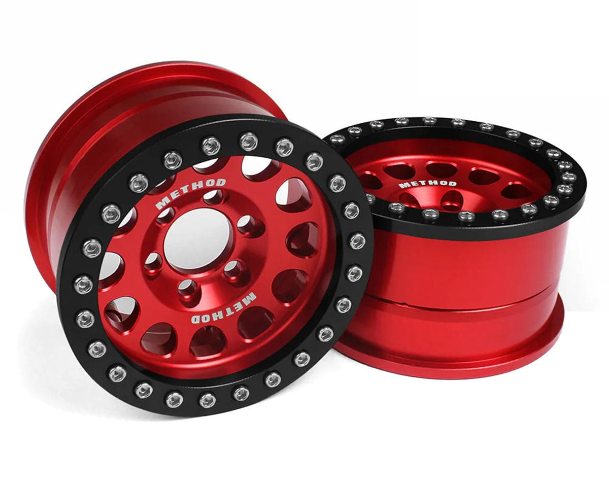 Vanquish Products 1.9" Method 105 CNC Aluminum Crawler Beadlock Wheels (Red) (2)