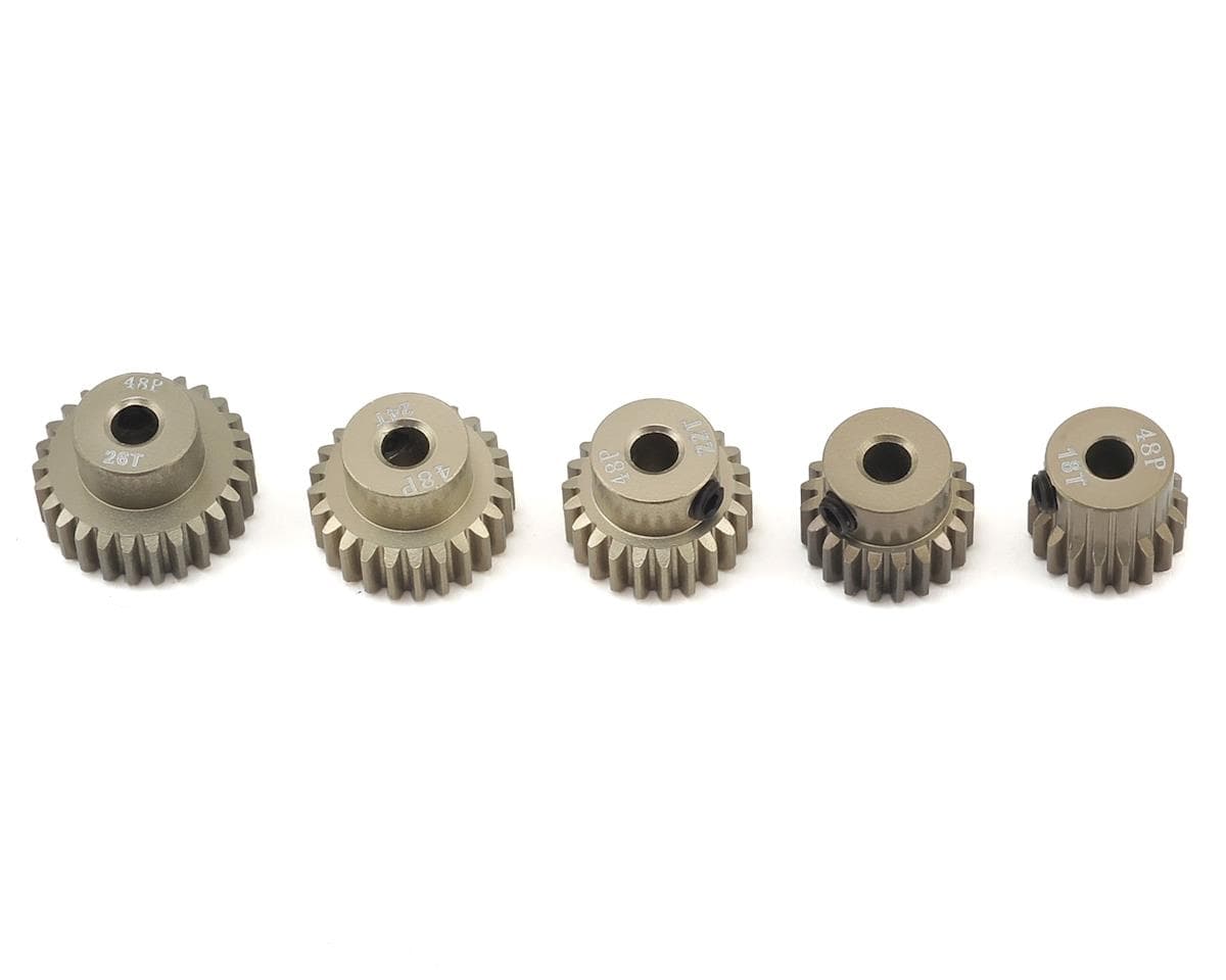 Ruddog 5-Pack 48P Aluminum Pinion Gear Even Pack (18,20,22,24,26T) (3.17mm Bore)