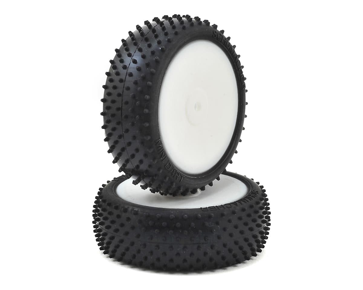 Schumacher "Mini Dart" 2.2" 4WD Front Pre-Mounted Turf Tires (2) (Silver) w/12mm Hex