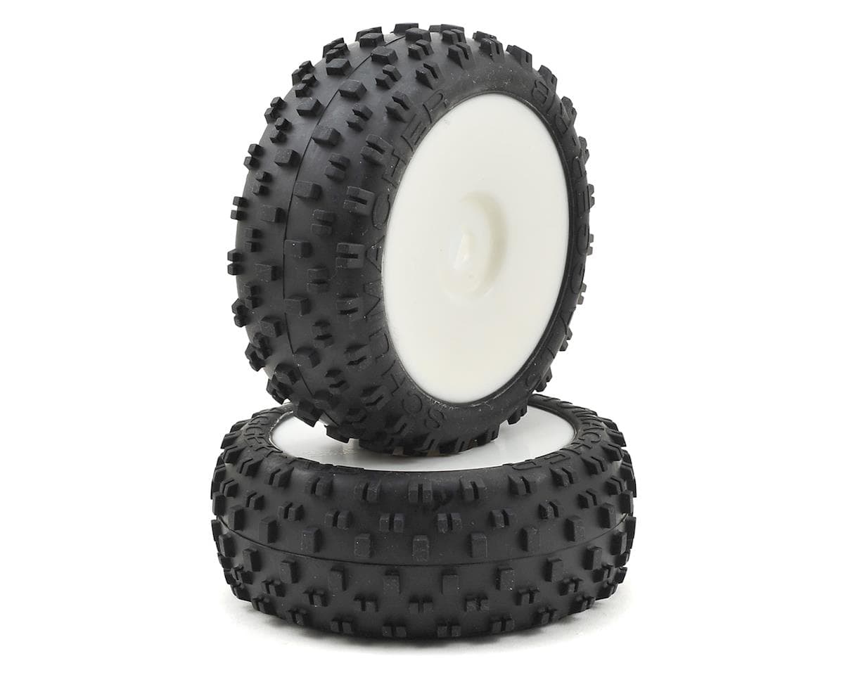 Schumacher Pre-Glued Stagger Rib 1/8 Buggy Tires (2) (Yellow)