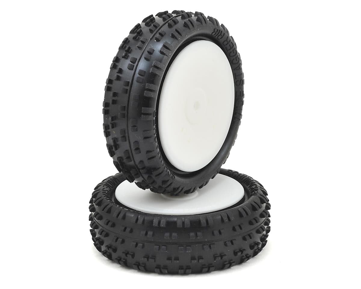 Schumacher Wide "Stagger Rib" 2.2" 1/10 4WD Front Buggy Carpet Tires (2) (Yellow) Pre-Mounted w/12mm Hex