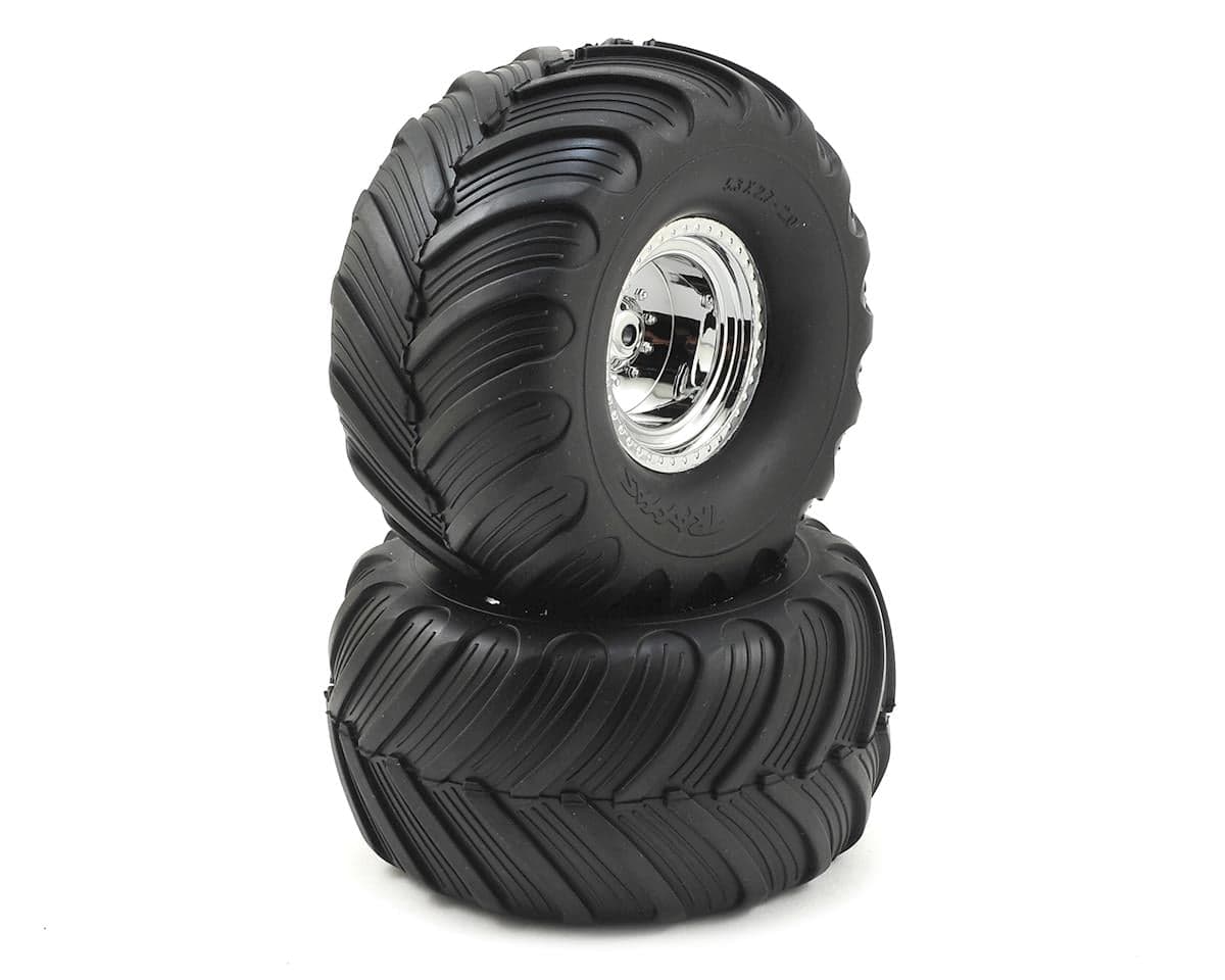 Traxxas 12mm Hex "Bigfoot" Pre-Mounted Tires & Wheels (2) (Rear) (Chrome)