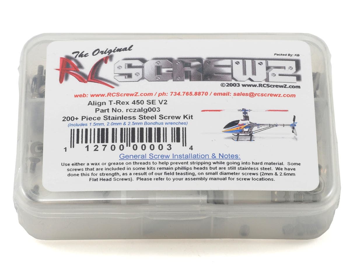 RC Screwz Align 450 SE V2 Heli Screw Set