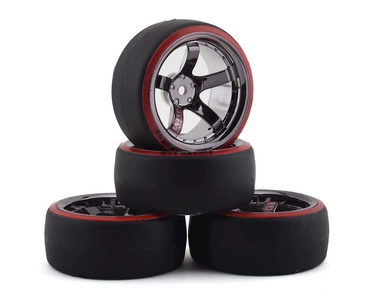 Firebrand RC Highfive D29 Pre-Mounted Slick Drift Tires (4) (Smoke Chrome) w/D2 Tires, 12mm Hex & 9mm Offset