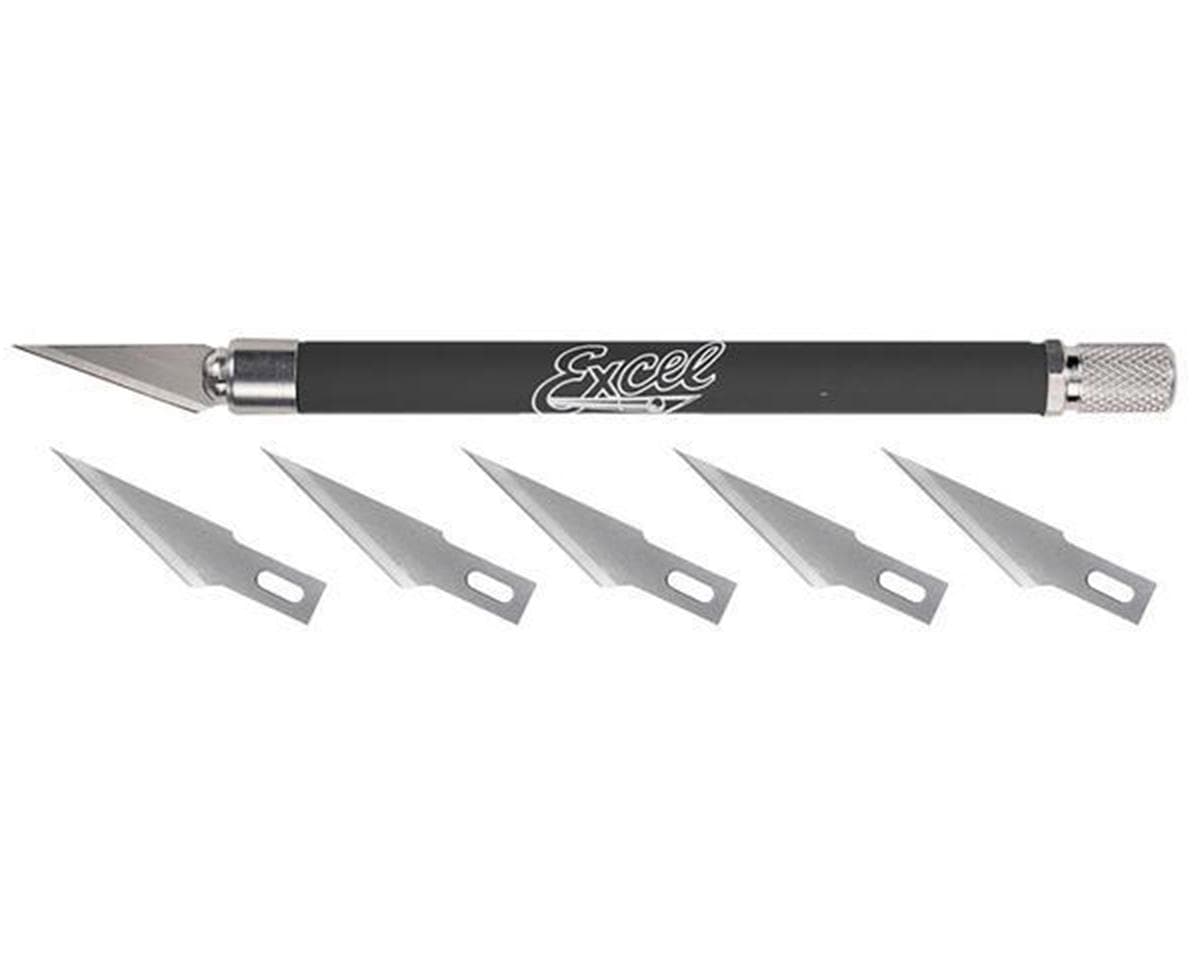 Excel K18 Cushion Grip Hobby Knife w/(5) #11 Double Honed Blades (Color Selected at Random)