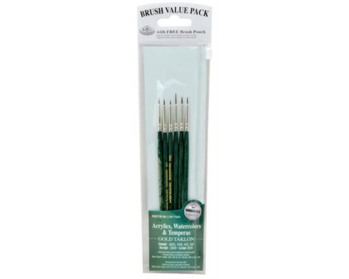 Royal Brush Manufacturing Value Brush Set Gold Taklon 6pc Detail