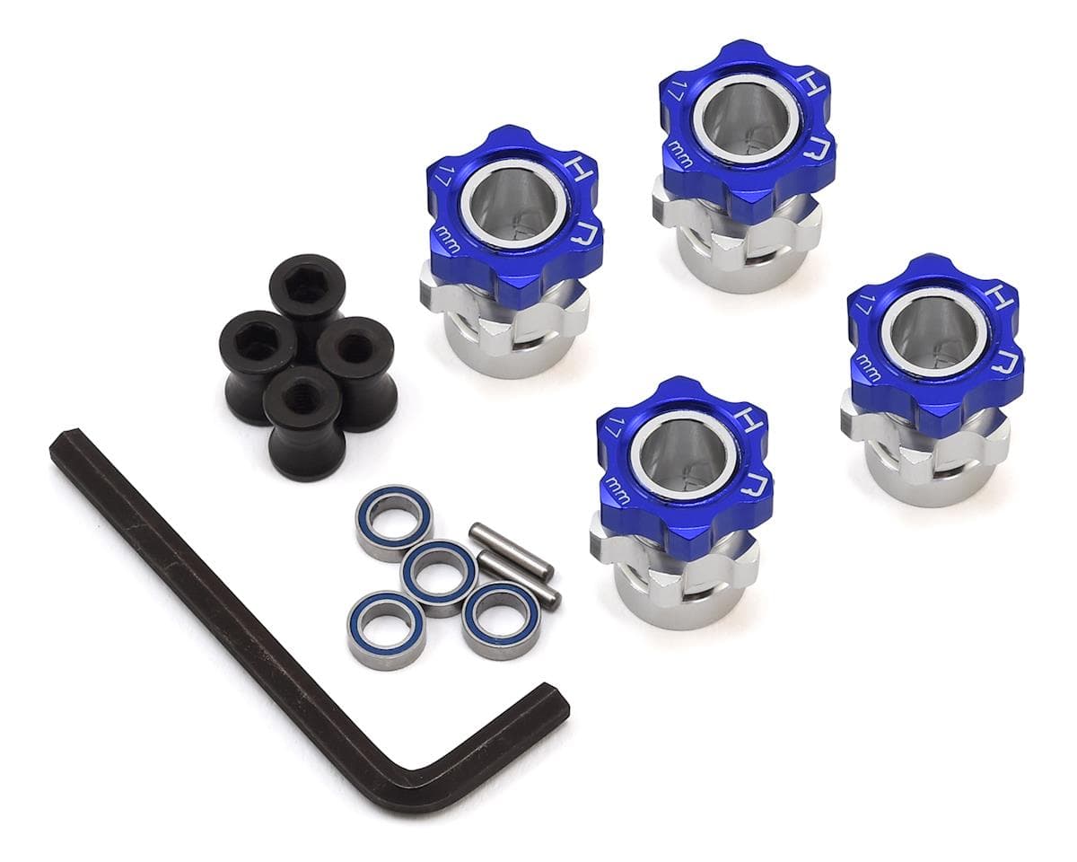 Hot Racing 17mm Hex Wheel Adapters w/8mm Extension for Traxxas Jato (Blue) (4)