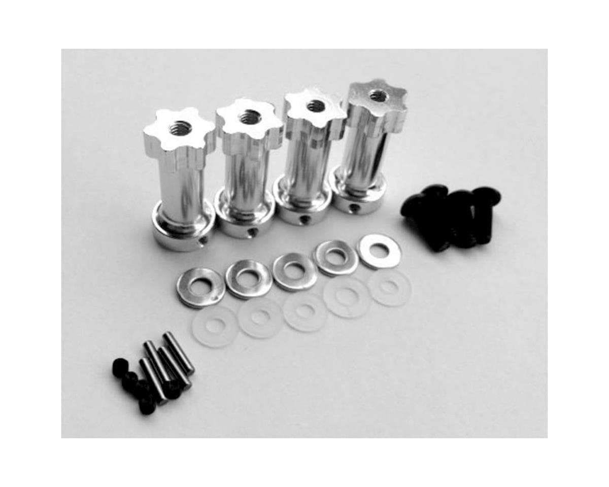 Hot Racing 12mm Hex Aluminum Wheel Widener for Traxxas Slash 4x4 (Silver) (4) (25mm)