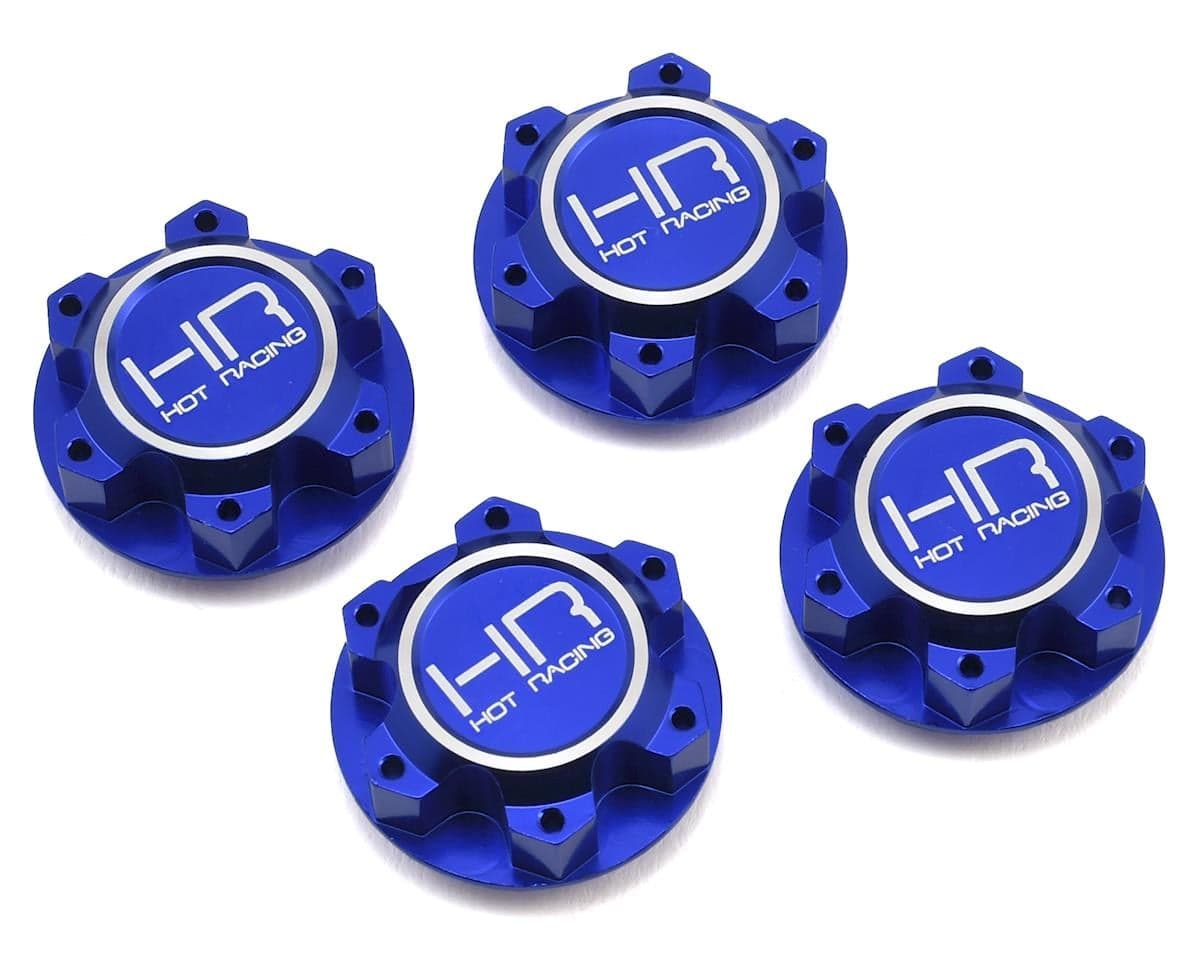 Hot Racing Aluminum Serrated 25mm Hex Wheel Nuts for Traxxas X-Maxx (Blue) (4)
