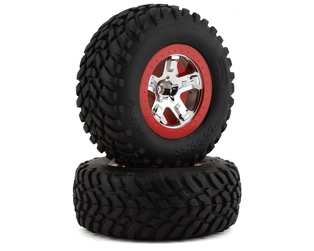 Traxxas Tires/Wheels Assembled Glued SCT Chrome Wheels