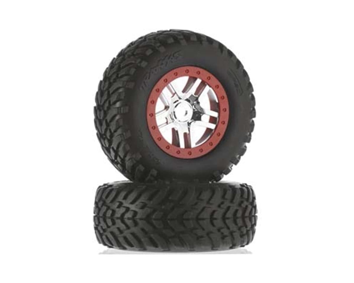 Traxxas Tire/Wheel Assembled Glued SCT Split-Spoke Chrome