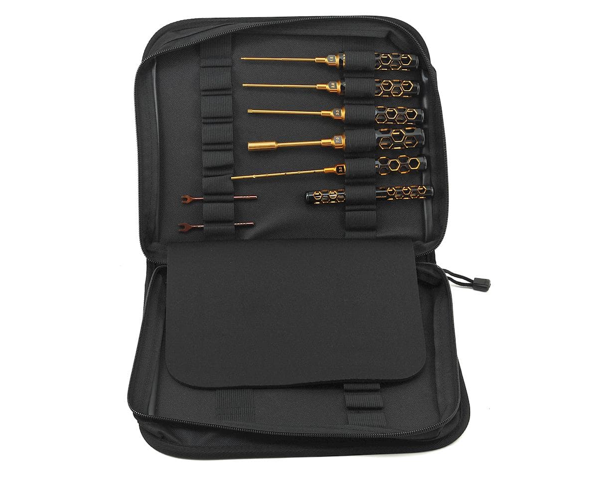 AM Arrowmax 8-Piece Metric Black Golden 1/10 Electric Touring Car Tool Set w/Carrying Case