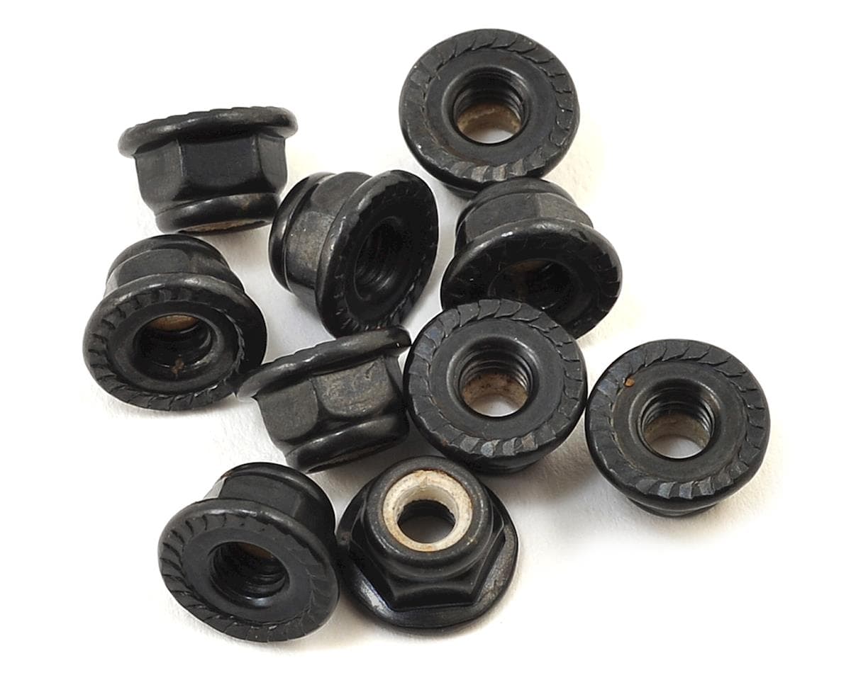 Traxxas 4-Tec 2.0, 4mm Serrated Flanged Nylon Locking Nut (Black) (10)