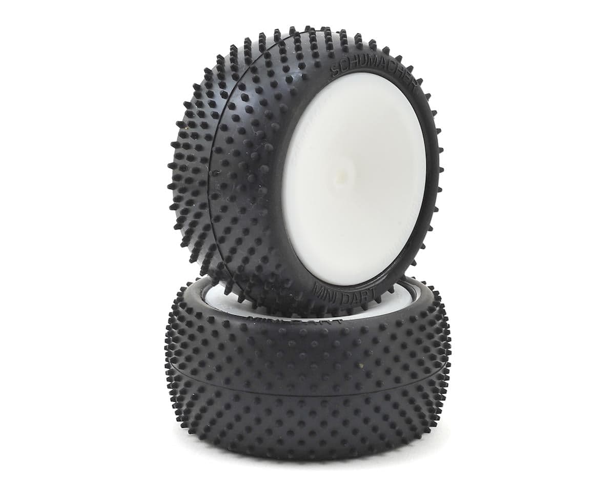 Schumacher "Mini Dart" 2.2" Rear Buggy Pre-Mounted Turf Tires (2) (Yellow) w/12mm Hex