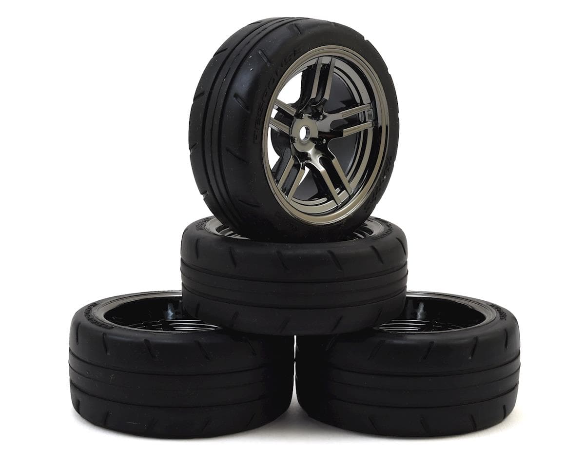 Traxxas 4-Tec 2.0 1.9" Response Front & Rear Pre-Mounted Tires (Black Chrome) w/12mm Hex Split-Spoke Wheels (4)