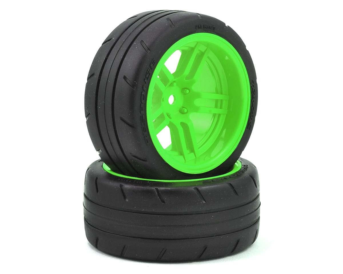 Traxxas 4-Tec 2.0 1.9" Response X-Tra Wide Rear Pre-Mounted Tires w/Split-Spoke Wheels (Green) (2)