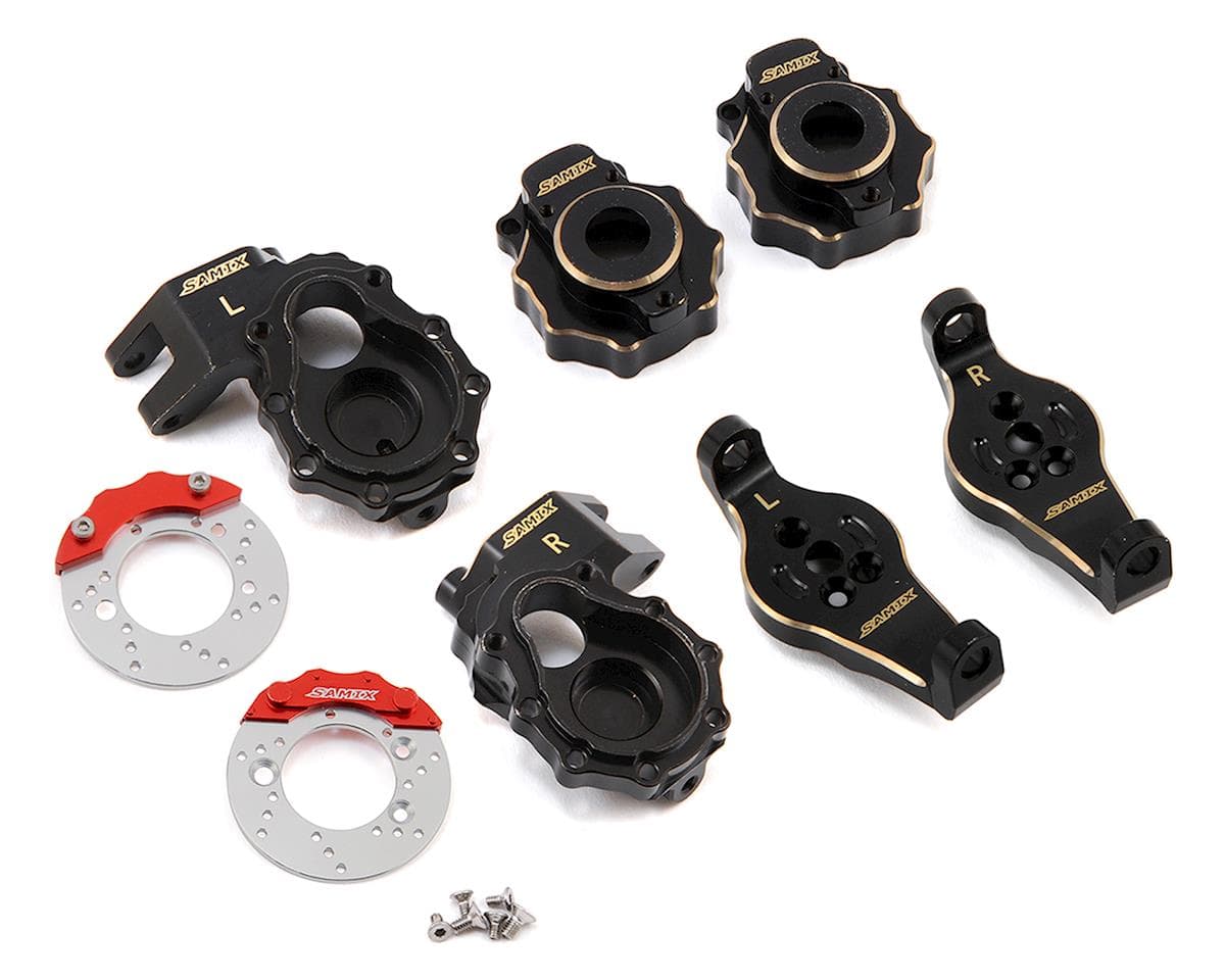 Samix Brass Steering Knuckles, C-Hubs & Outer Portal Covers for Traxxas TRX-4 (2) (239g) w/Scale Brake Rotor