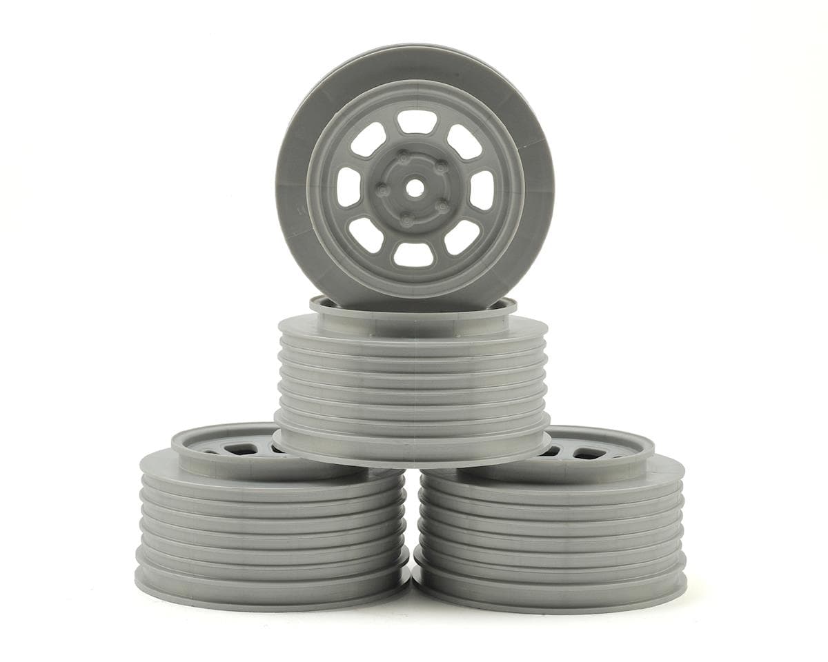 DE Racing Speedway SC Dirt Oval Wheels (Silver) (4) (+3mm Offset/29mm Backspace) (SC10/SC5M) w/12mm Hex