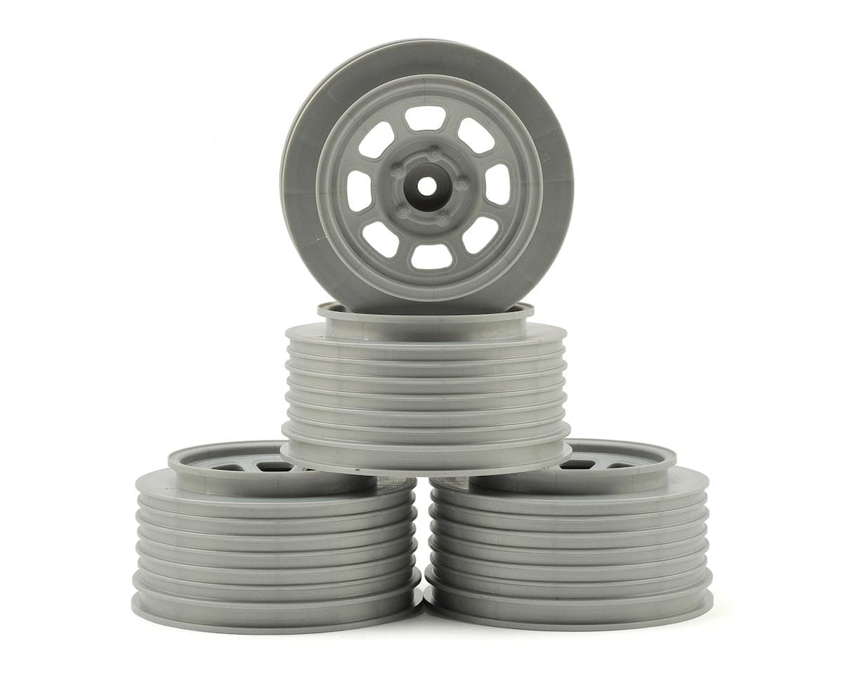 DE Racing Speedway SC Short Course Dirt Oval Wheels (Silver)(4) (19mm Backspace) (Slash Front) w/12mm Hex