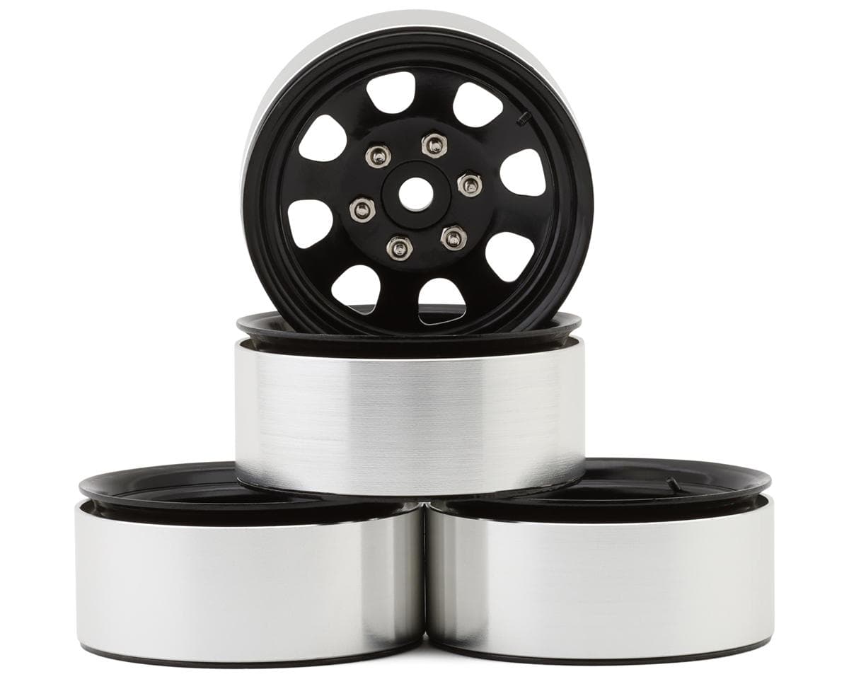Hot Racing 1.9" Steel Beadlock 6-Lug Wagon Wheels (Black) (4) w/12mm Hex