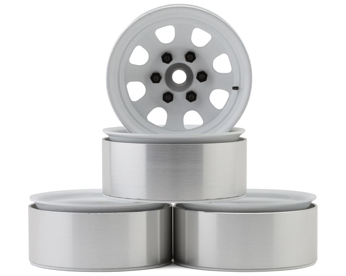 Hot Racing 1.9" Steel Beadlock 6-Lug Wagon Wheels (White) (4) w/12mm Hex