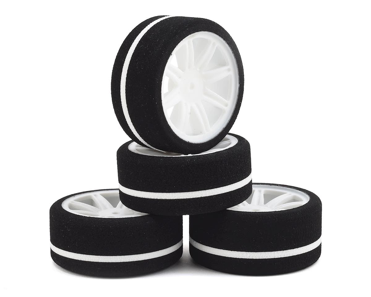 Gravity RC G-SPEC Type F "Carpet/Asphalt" Pre-Mounted Touring Car Foam Tires (4) w/GT Wheel (White) (4)