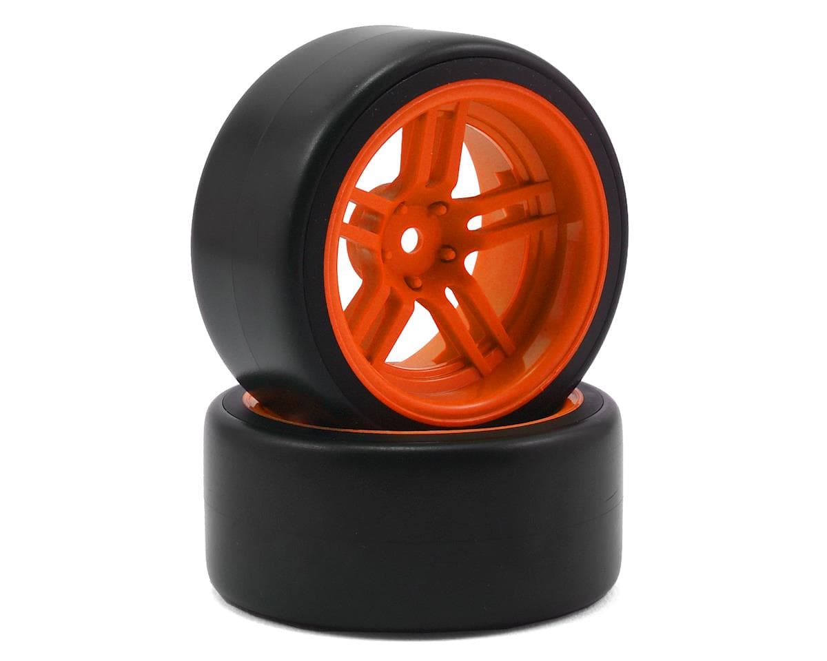 Traxxas 4-Tec 2.0 1.9" Rear Pre-Mounted Drift Tires (Orange) w/12mm Hex Split-Spoke Wheels (2)