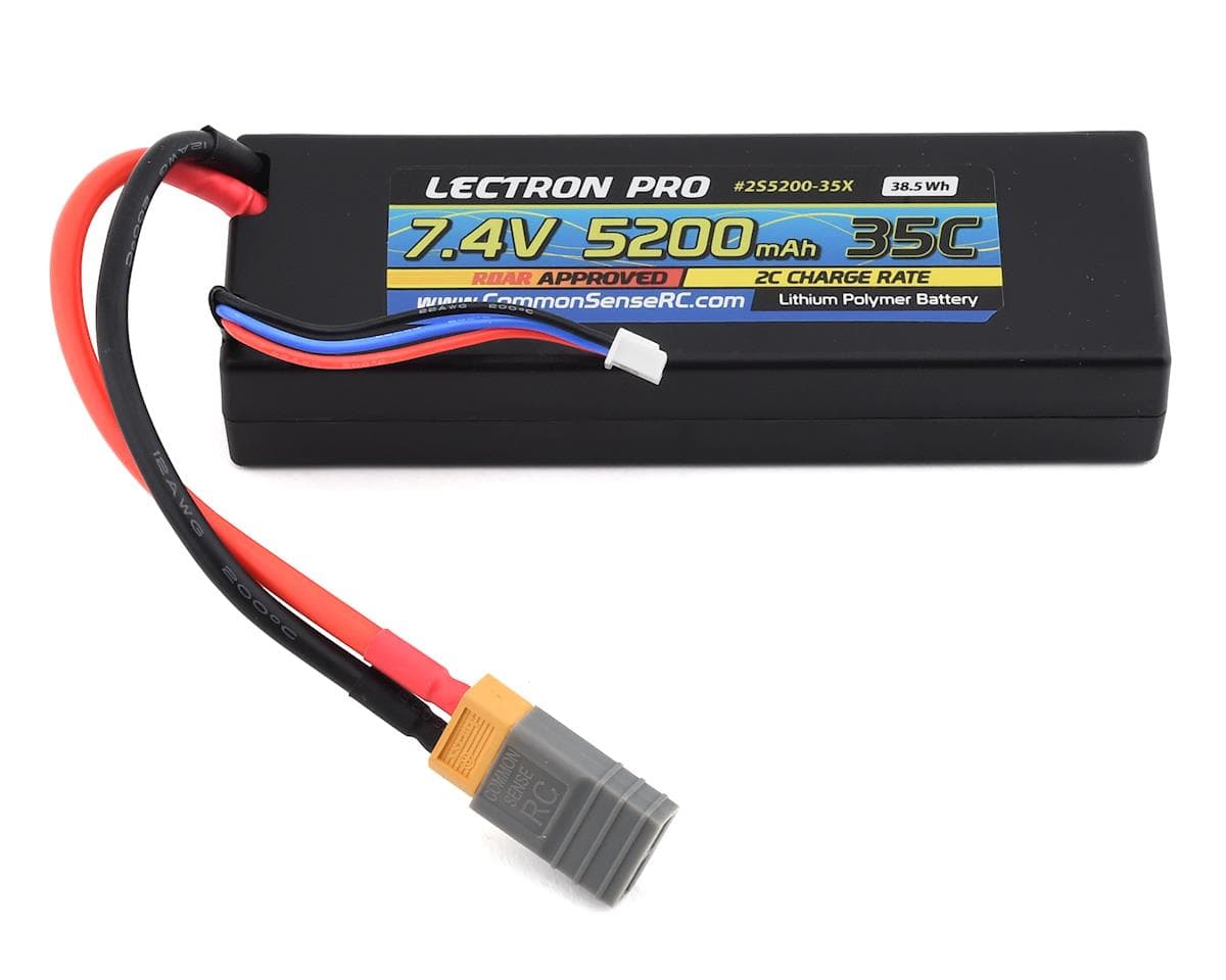 Common Sense RC Lectron Pro 2S 35C LiPo Battery w/XT60 (7.4V/5200mAh) w/XT60 to Traxxas Plug Adapter