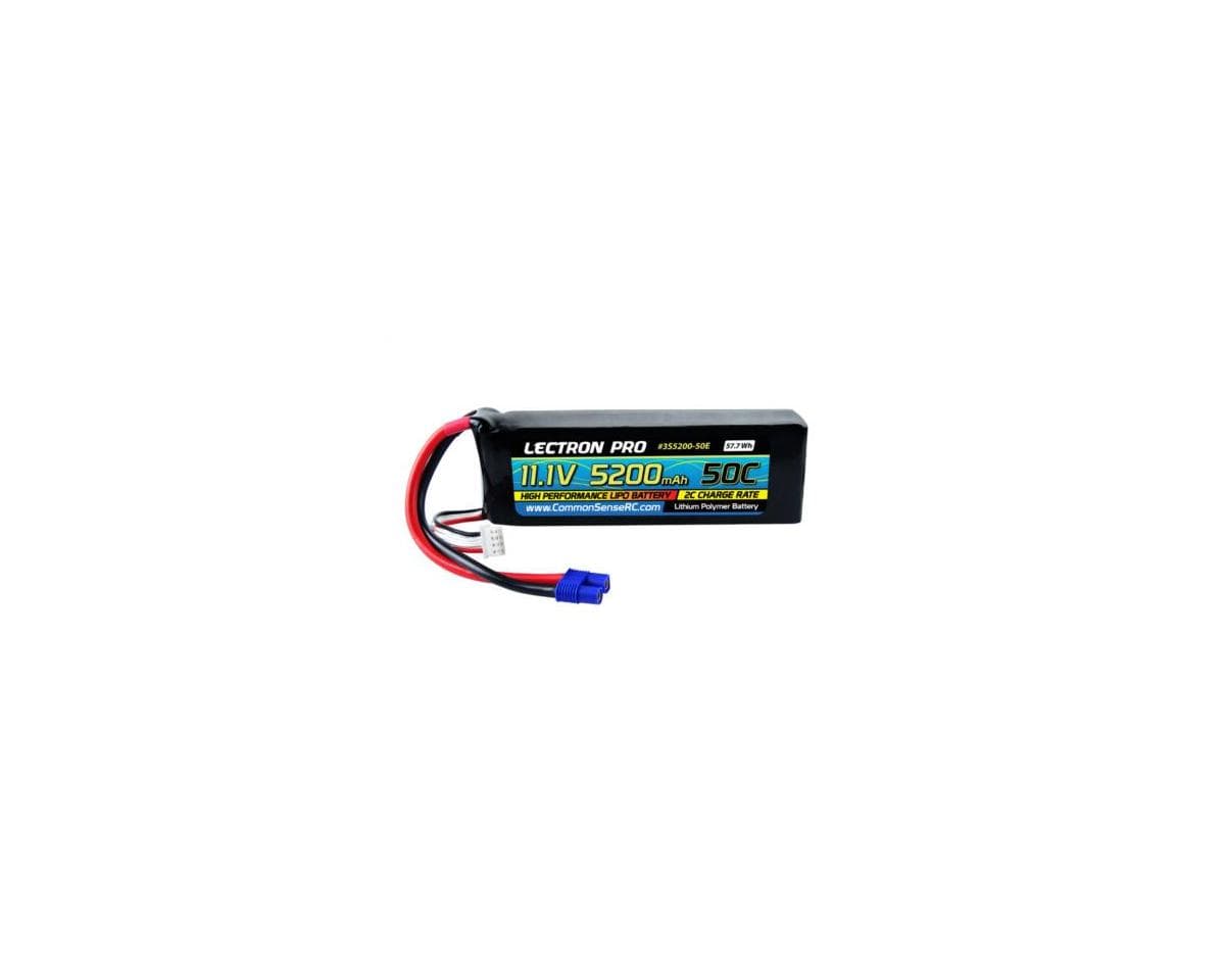 Common Sense RC Lectron Pro 3S LiPo Battery 50C (11.1V/5200mAh) w/EC3 Connector