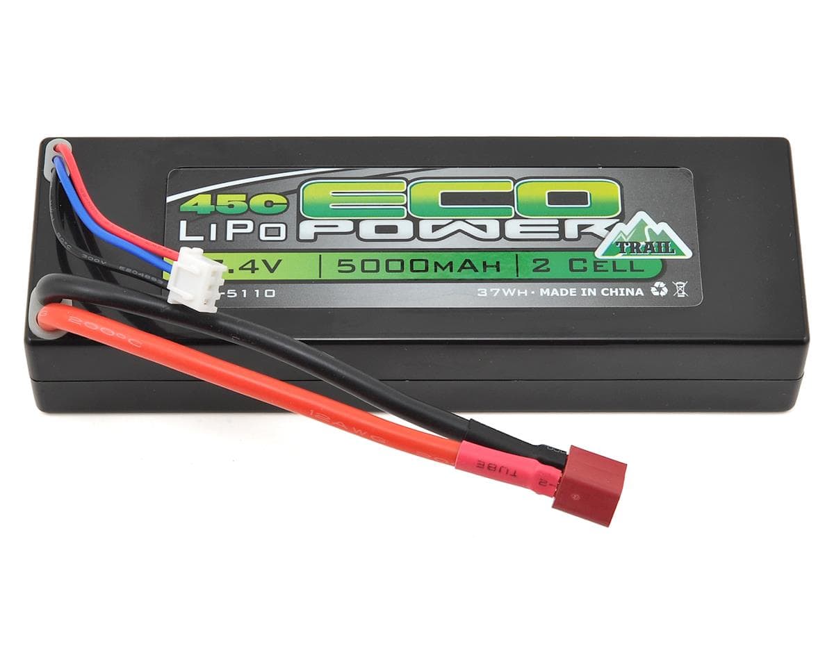 SCRATCH & DENT: EcoPower "Trail" 2S 45C Hard Case LiPo Battery (7.4V/5000mAh) (w/T-Style Connector)