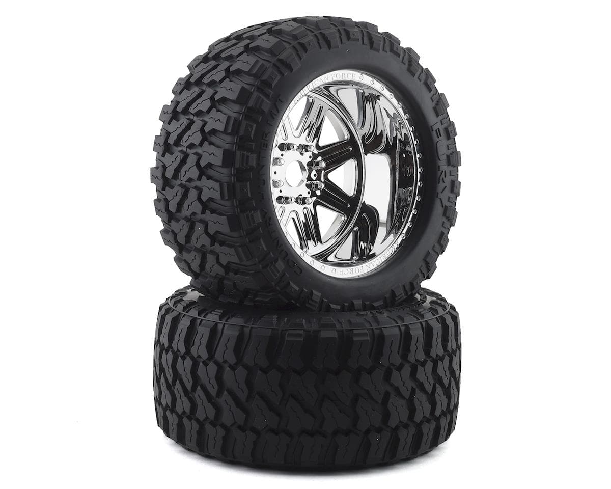 CEN Fury Pre-Mounted Monster Truck Tires w/SS8 Plastic Wheels (2) (Chrome)