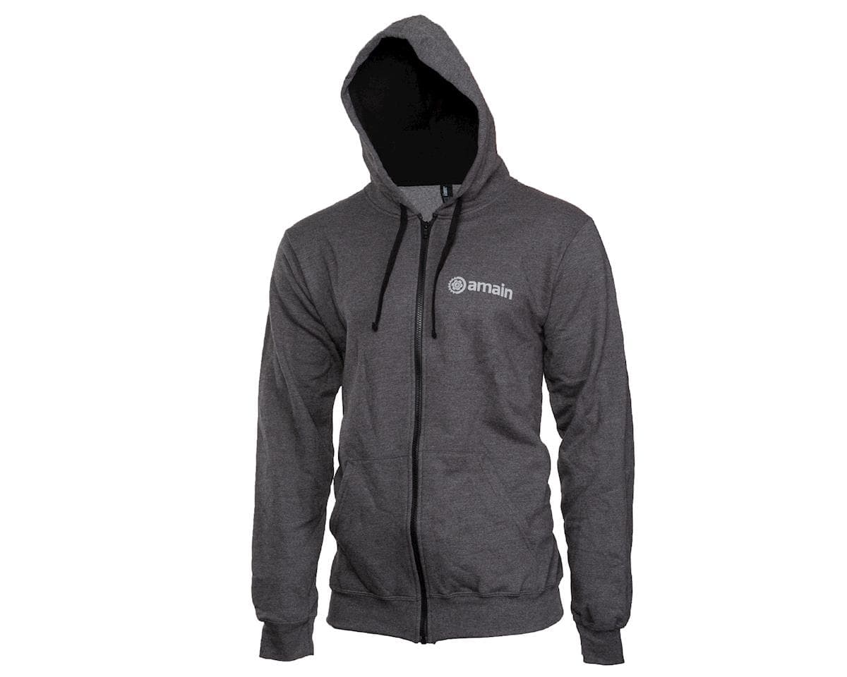 AMain Zip-Up Hoodie Sweatshirt (Dark Heather) (L)