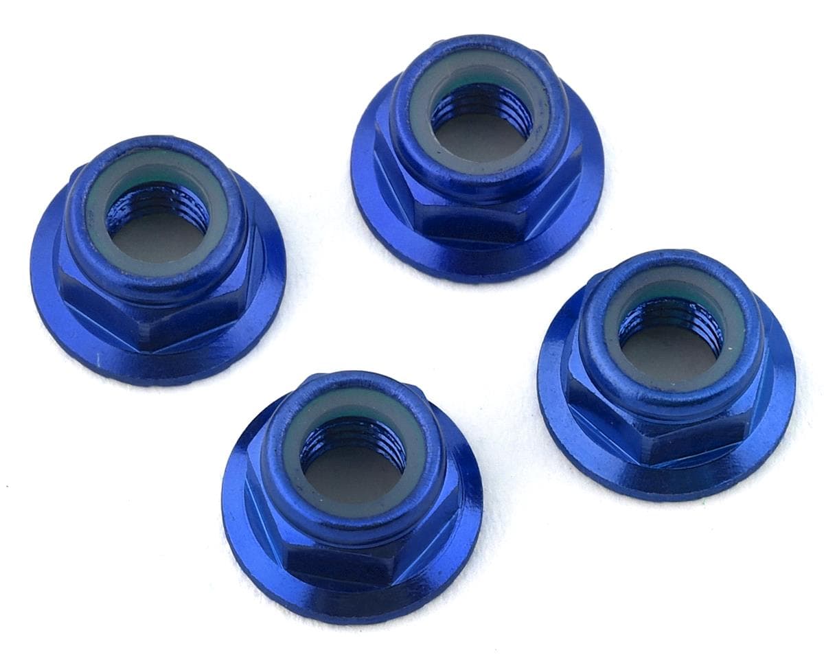 Traxxas 5mm Aluminum Flanged Nylon Locking Nuts (Blue) (4)