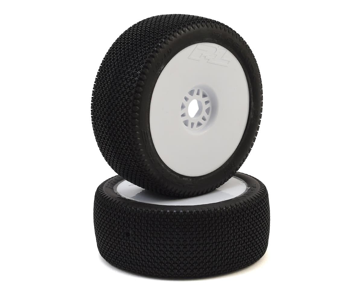 Pro-Line Slide Lock Pre-Mounted 1/8 Buggy Tires (White) (2) (S3) w/Velocity V2 Wheel
