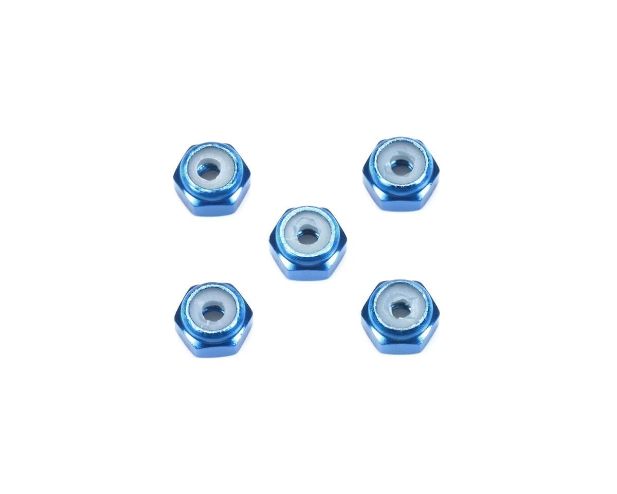 Tamiya 2mm Aluminum Lock Nuts (Blue) (5)