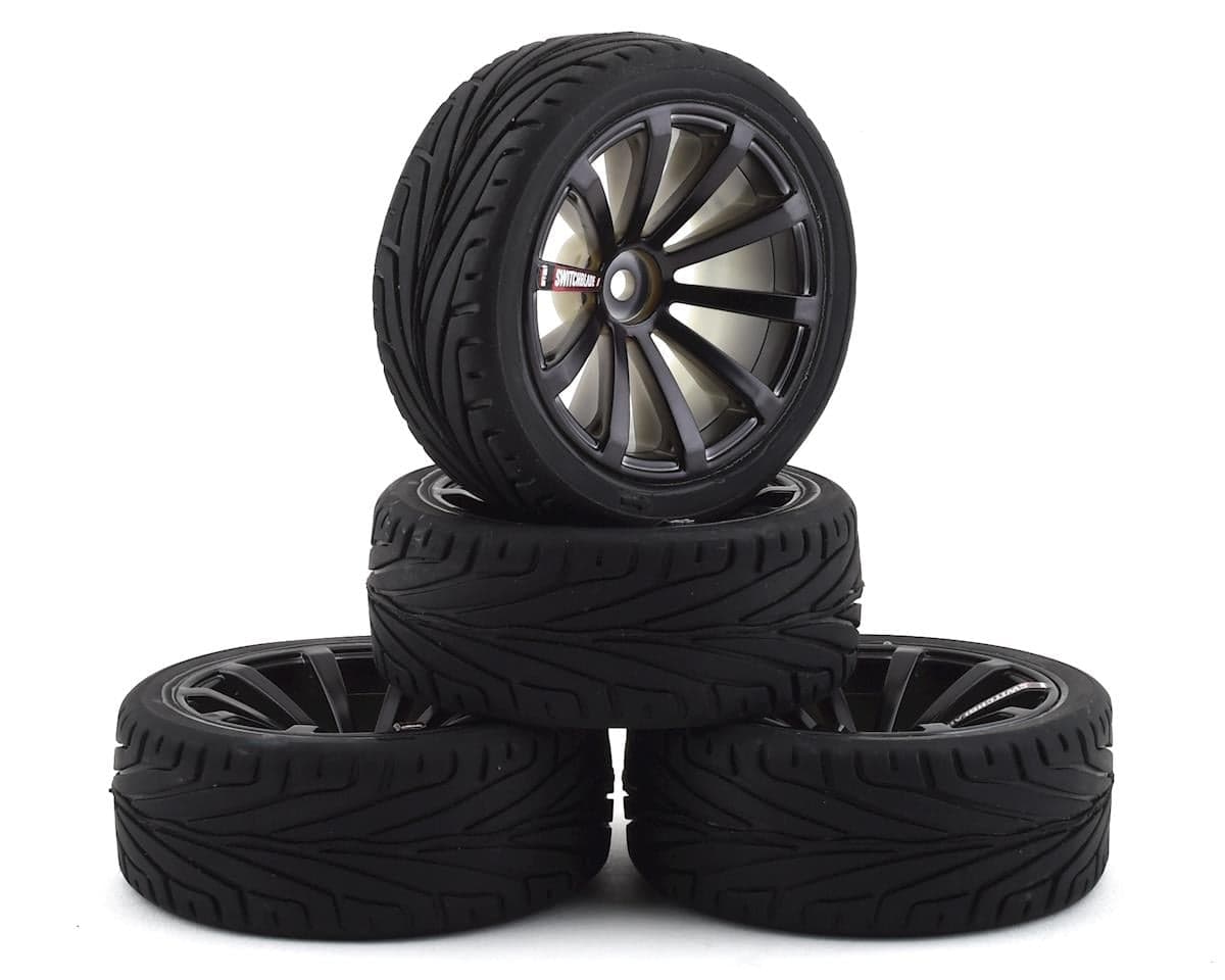 Firebrand RC Switchblade RT6 Pre-Mounted On-Road Tires (4) (Smoke Chrome) w/Daggers Tires, 12mm Hex & 6mm Offset
