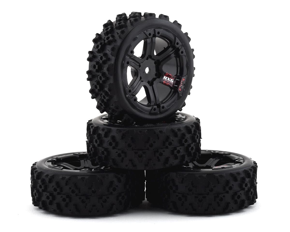 Firebrand RC SnakeEye RXG3 Gymkhana Pre-Mounted Rally Tires (4) (Black) w/.50 Cal Tires, 12mm Hex & 3mm Offset